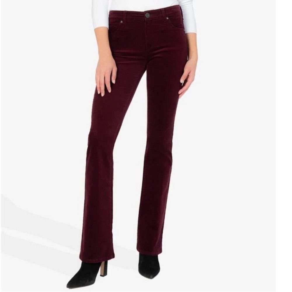 Kut from the Kloth Wine Burgundy Corduroy Karen Baby Bootcut Pants SIZE 12